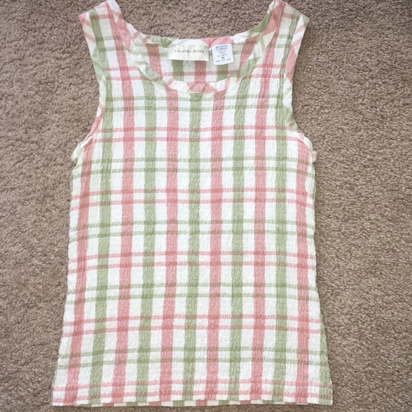 lemon grass Tops - SOLD*NWOT! Plaid ribbed blouse!